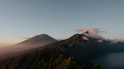 Volcanic sunrise over the Kintamani highlands of Bali